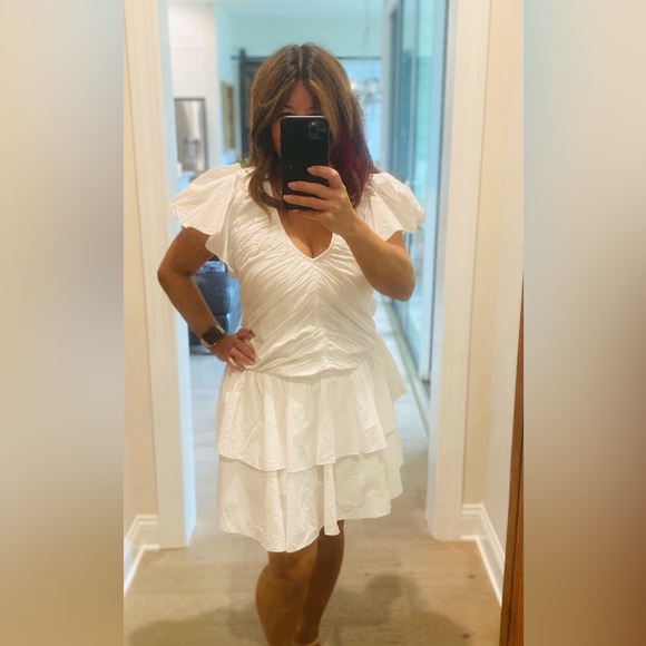 Love the label - Brand NWT White ruffled mini dress - Picture 5 of 9